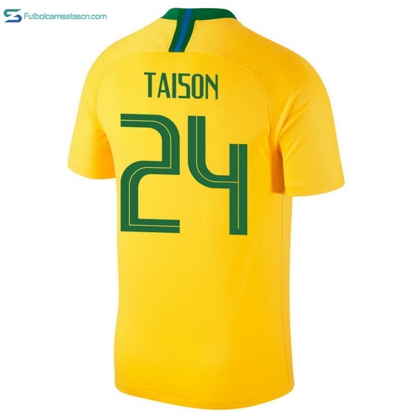 Camiseta Brasil 1ª Taison 2018 Amarillo